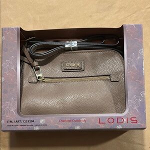 NIB Lodis Tan Crossbody Bag Sleek Minimalist Design